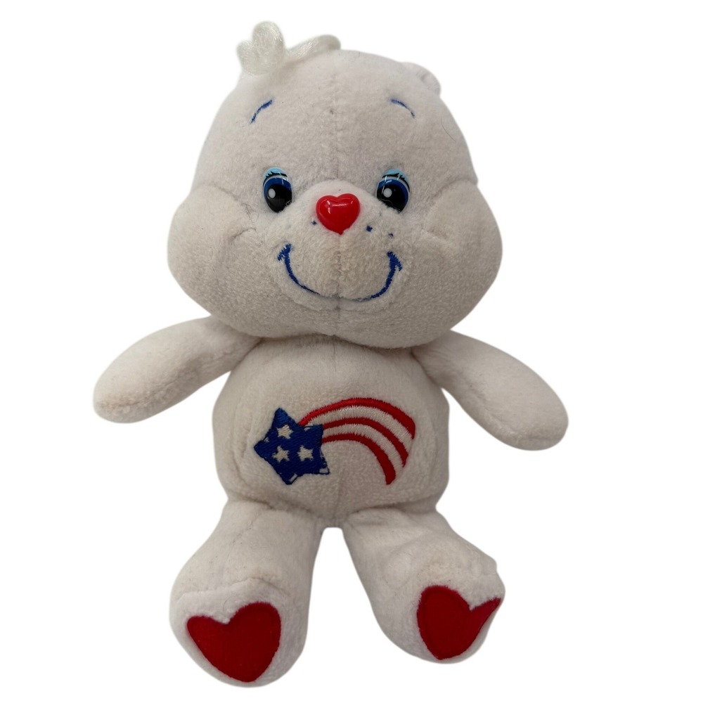 Care Bears America Cares Bear Plush White Patriotic Shooting Star 8in 2002 Toy